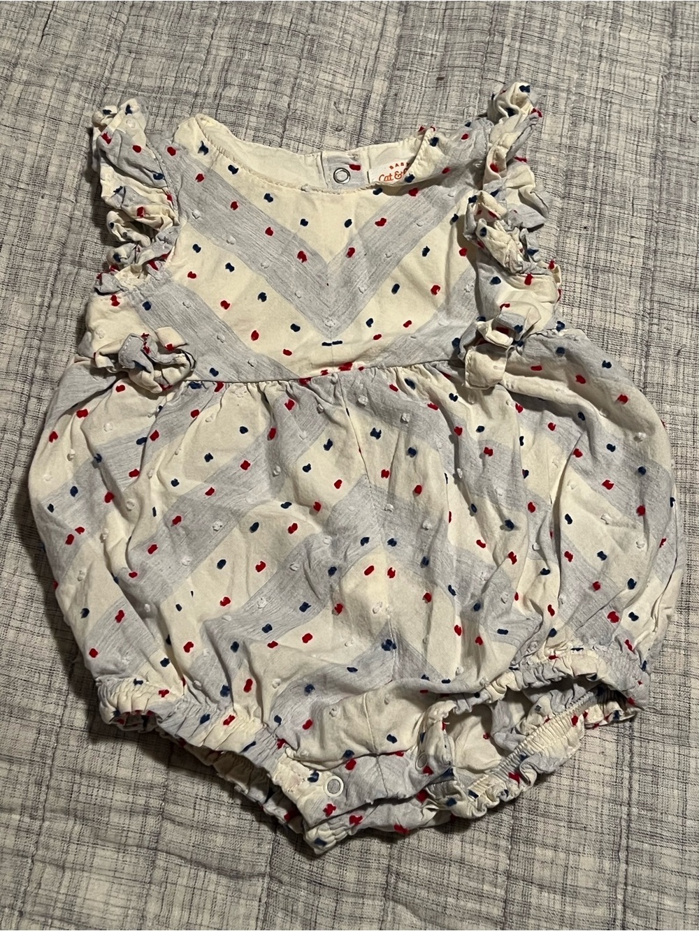 Cat & Jack 6-9 months one pc romper onesie red white blue 🇺🇸 cottage ruffle baby